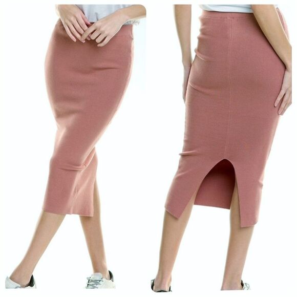 Good American Strut Midi Knit Pencil Slim Skirt Dusty Rose 4X - Picture 1 of 8